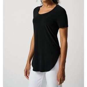 NEW JOSEPH RIBKOFF short sleeve silky knit top in black
